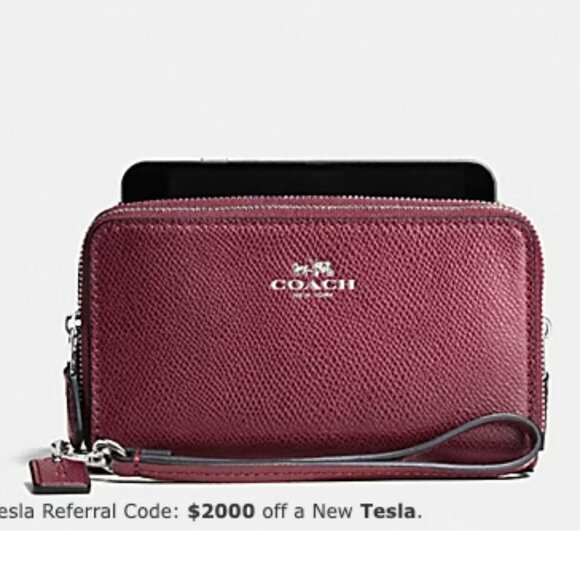 EUC - Coach Double Zip Phone Wallet in Leopard Print Crossgrain Leather (F54016) - Picture 3 of 11